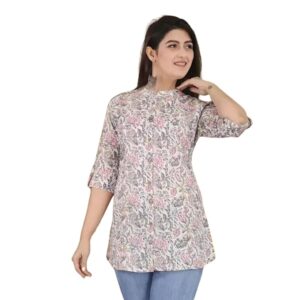 Women’s 3/4 Sleeves Collar Short Kurti Kurta