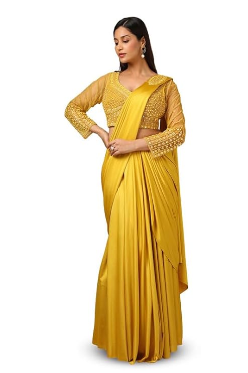 Womens Beads Embellished Nylon Blend Saree