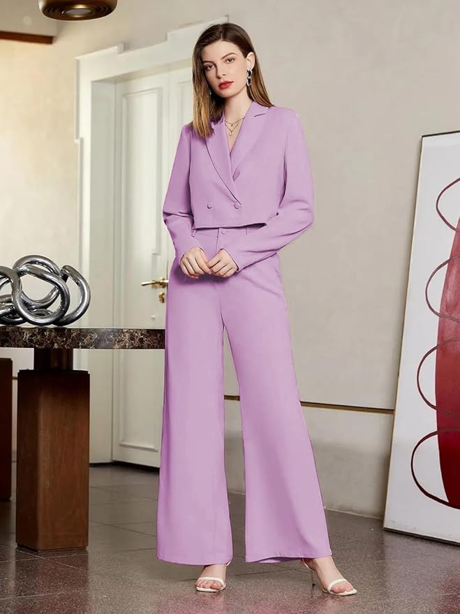 Women's Solid Relaxed Fit Full Sleeve Blazer and Trouser Set. - Image 5