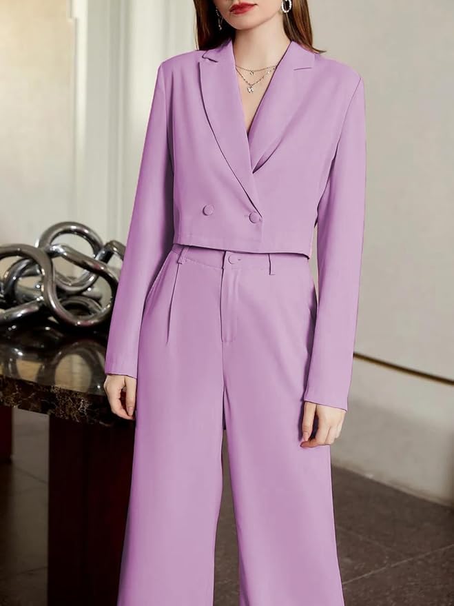 Women's Solid Relaxed Fit Full Sleeve Blazer and Trouser Set. - Image 4