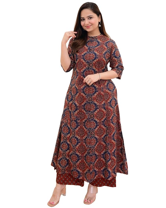 Women’s Cotton Blend Straight Kurta with Palazzo