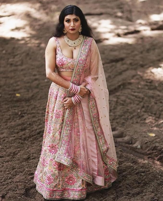 Women's Silk Semi Stitched Lehenga Choli With Dupatta - Image 3