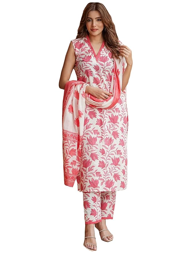Women’s Blend Printed Straight Kurta with Pant & Dupatta