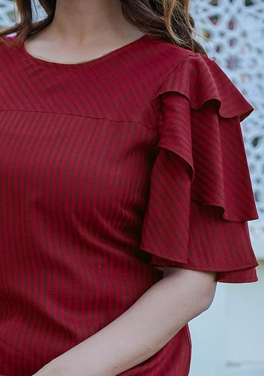 Stripe Printed Straight Regular Fit Top For Women - Image 6