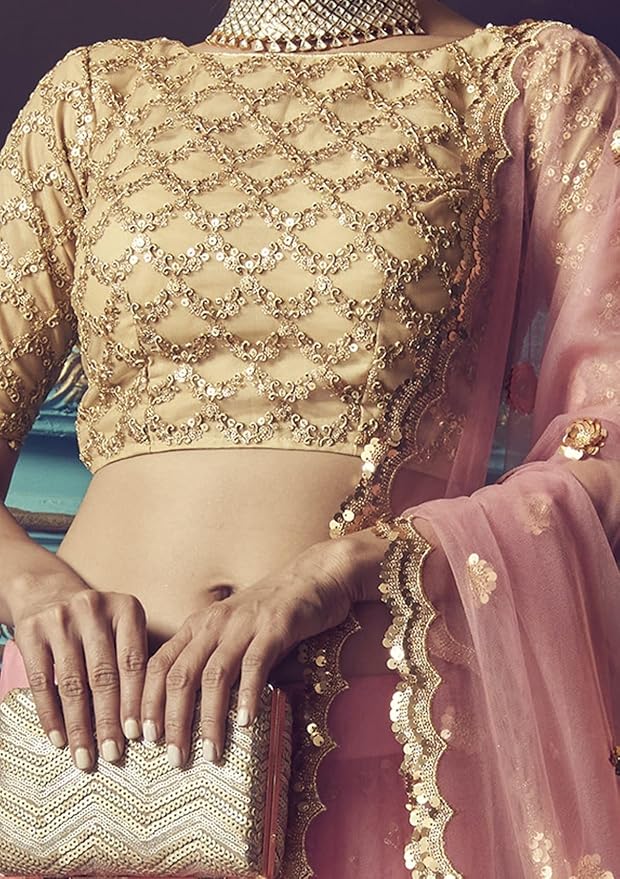 Women's Net Semi Stitched Lehenga Choli with Dupatta - Image 3