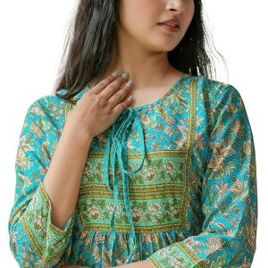 Women’s Floral Placement Printed A-Line Short Kurti