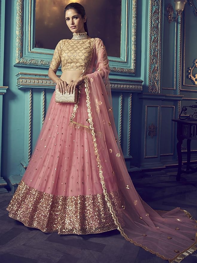 Women's Net Semi Stitched Lehenga Choli with Dupatta - Image 7