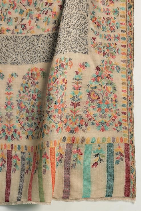 Pashtush mens Extra Fine Wool shawl, Ethnic design - Image 3